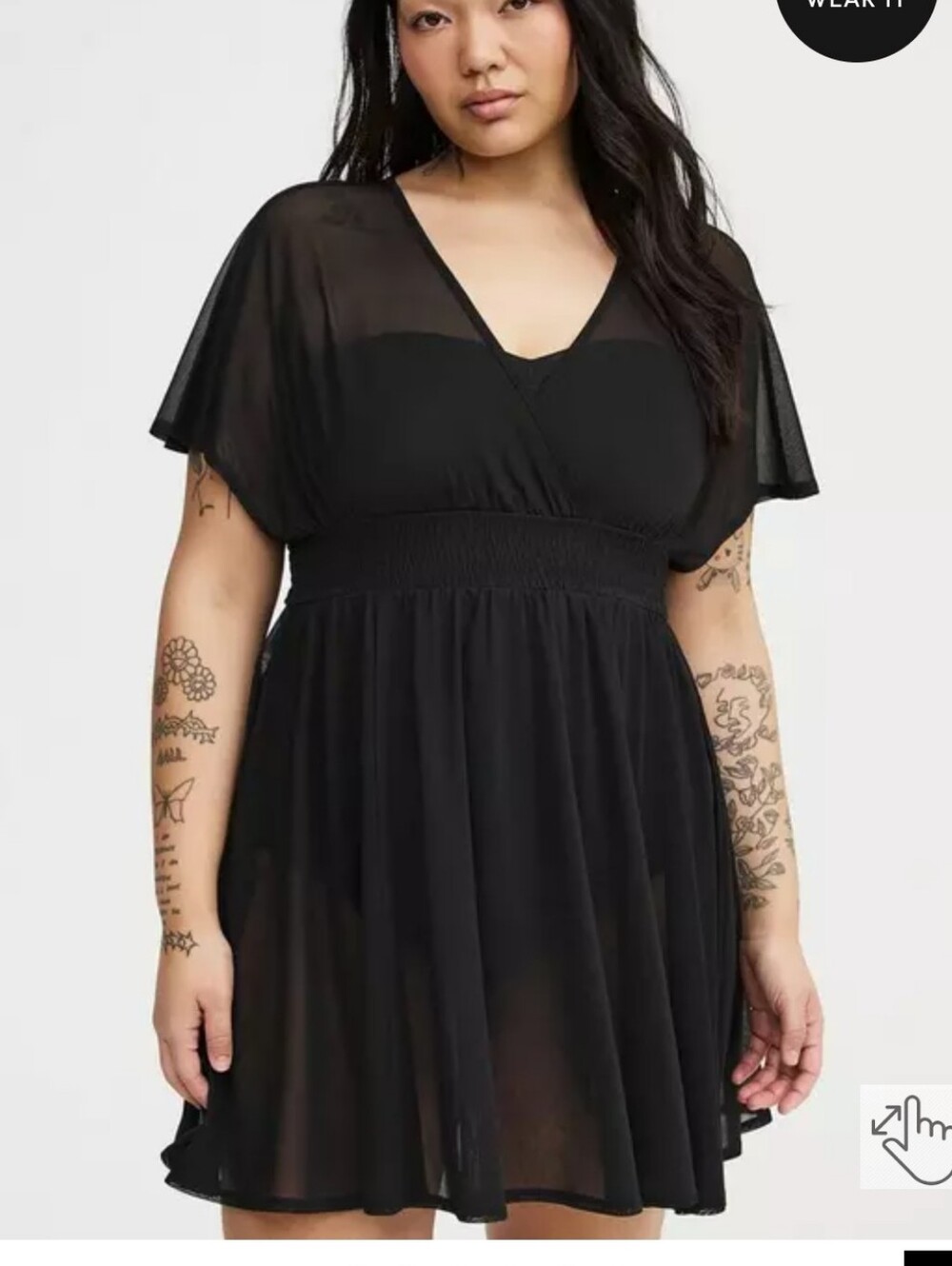 Torrid Black Sheer Mesh Swim Coverup Dress